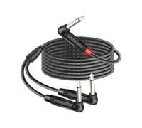 RIIEYOCA Right Angle 1/4 inch TRS Stereo to Right Angle Dual 1/4 inch TS Mono Insert Cable,Stereo Y Splitter Cable,90 Degree 6.35mm Male to Dual 6.35mm Male Audio Cord（1.8m）