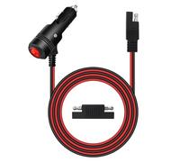 RIIEYOCA SAE to Cigarette Lighter Plug Cable, 16AWG 12V Switched Cigarette Lighter Male to SAE Cable with 15A Fuse for Power Inverters, Cars, Trucks, RVs, etc. (2M/6.6FT)