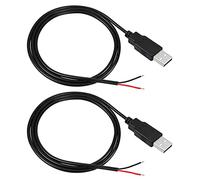 RIIEYOCA USB 2.0 Male Plug 2-Pin Bare Wire Power Data Cable for Equipment DIY Pigtail Replace Repair (1M)