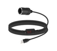 RIIEYOCA USB A Male to Cigarette Lighter Socket Converter Cable,5V to 12V Cigarette Lighter Female to USB A Adapter with Digital Display for Dash Cam, Radar Detector, Driving Recorder (1.2M/3.9FT)