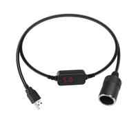 RIIEYOCA USB A Male to Cigarette Lighter Socket Converter Cable,5V to 12V Cigarette Lighter Female to USB A Adapter with Digital Display for Dash Cam, Radar Detector, Driving Recorder (0.3M/1FT)
