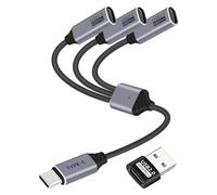 RIIEYOCA USB C Splitter 1 in 3 Out, Type C Splitter,Type-C Male to 3 TypeC Female Extension Cord,USB-C Power splitter Cabler Extender Hub Support USB 2.0 for Charging and Data Transfer (26CM)