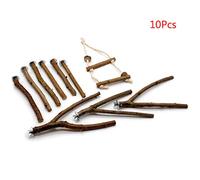 Riiichflowshop 10Pcs Parrot Stand Rod l Wood Fork Perch Hanging Swing Pet Chewing Wood