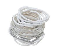 Riiichflowshop Set of 20 White Bead Bracelets Jewelry Unique White Bead Bracelet Accessory for Beach Parties and Holiday Fun