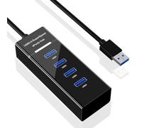 RIIPOO 4-Port USB 3.0 Hub with 1ft Extended Cable for MacBook, Mac Pro, Mac Mini, iMac, Surface Pro, XPS, PC, Flash Drive, Mobile HDD - Data USB Hub [Charging Not Supported]