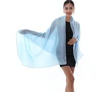 RIIQIICHY Ladies Blue Scarf Pashmina Shawls and Wraps for Weddings Like Silk Chffion Scarf for Women Evening Dresses