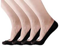 RIIQIICHY No Show Socks Women Invisible Non Slip Low Cut Liner Footsies | Black & nude, Size 3-5 & 6-10, 4-6 pairs, thin short & hidden, for ladies trainers canvas loafers flats ballets sandal shoes