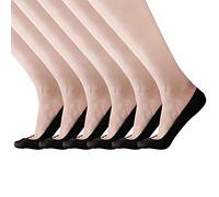 RIIQIICHY No Show Socks Women Invisible Non Slip Low Cut Liner Footsies | Black & nude, Size 3-5 & 6-10, 4-6 pairs, thin short & hidden, for ladies trainers canvas loafers flats ballets sandal shoes