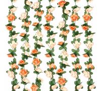 RIIRCSGE 2 Pcs Artificial Silk Rose Garland Vines Hanging Vine Garland Artificial Flowers, Fake Floral Garlands for Outdoor Indoor Wedding Wall Ceremony Home Wedding Decoration