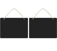 Riiriou 2 Pack Hanging Chalkboard Signs, 9.84x8 inch Double Sided Acrylic Black Chalkboards with Jute Rope for Home, Party, Store, Office, Garden