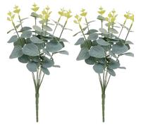 Riiriou 2Pcs Artificial Eucalyptus Leaves Fake Green Branches Fake Flowers Wedding Office Home Decoration Flower Arrangement Decoration Desk Suitable for Outdoor Home Decoration (White green)