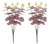Riiriou 2Pcs Artificial Eucalyptus Leaves Fake Green Branches Fake Flowers Wedding Office Home Decoration Flower Arrangement Decoration Desk Suitable for Outdoor Home Decoration (Purple)