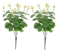 Riiriou 2Pcs Artificial Eucalyptus Leaves Fake Green Branches Fake Flowers Wedding Office Home Decoration Flower Arrangement Decoration Desk Suitable for Outdoor Home Decoration (Green)