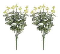 Riiriou 2Pcs Artificial Eucalyptus Leaves Fake Green Branches Fake Flowers Wedding Office Home Decoration Flower Arrangement Decoration Desk Suitable for Outdoor Home Decoration (White dark green)