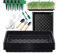 Riiriou 8 Pack Plant Planting Garden Seed Starting Planting Trays Without Drainage Holes Black Indoor Seedling Propagation Tray Microgreens Wheatgrass Sprouting Greenhouse Supplies Plant Tray