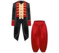 Riismen Boys Medieval Prince Costume Set Steampunk Tailcoat with Long Sleeve Shirt and Pants Clothing Black Red 13-14 Years