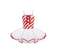 Riismen Girls Christmas Candy Cane Striped Ballet Dance Figure Ice Skating Tutu Dance Xmas Holiday Dancewear Red 11-12 Years