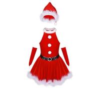 Riismen Girls Christmas Mrs. Santa Claus Costume Velvet Dress with Xmas Hat Gloves Festival Cosplay Dress Up Red 15-16 Years