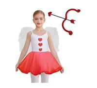 Riismen Girls Cupid Costume 3 Piece Set with Spaghetti Straps Tutu Dress and Heart Accessories for Valentine White Red C 13-14 Years