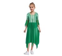 Riismen Girls Magical Fairy Costume Long Sleeve A Line Princess Dress with Sequins Ruffles Green 13-14 Years