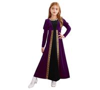 Riismen Girls Medieval Princess Costume Renaissance Velvet Long Sleeve Maxi Dress Ball Gown Purple 13-14 Years