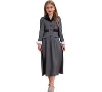 Riismen Girls Victorian Nanny Costume Historical Pioneer Long Sleeve Formal Dress English Uniform Grey 9-10 Years