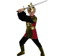 Riismen Halloween Costume for Boys Roman Gladiator Outfit 4 Piece Cosplay Set Warrior Easter Stage Performance Wear Black Gold 7-10 Years
