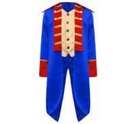 Riismen Kids Boys Colonial Duke Costume Medieval Long Sleeve Tailcoat Renaissance Prince Jacket Royal Blue 7-8 Years