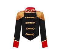 Riismen Kids Boys Girls Marching Band Drummer Jacket School Majorette Parade Show Costume Black 5-6 Years