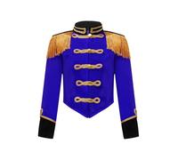 Riismen Kids Boys Girls Marching Band Drummer Jacket School Majorette Parade Show Costume Blue 3-4 Years
