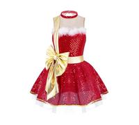 Riismen Kids Girls Sequins Christmas Ballet Dance Figure Skating Tutu Dress Leotard Xmas Holiday Dancewear Red 5-6 Years