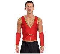 Riismen Men's Medieval Renaissance Vest Costume Halloween Arabian Prince Costume For Dance Cosplay Red M