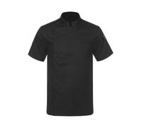 Riismen Unisex Short Sleeve Chef Coat Adult Solid Color Kitchen Cook Uniform Jacket Canteen Bakery Chef Shirts Black M
