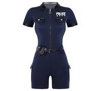 Riismen Womens Dirty Cop Policewoman Dress Up Cop Costume Adult Police Officer Uniform Halloween Fancy Dress Navy Blue M