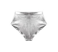 Riismen Women's Metallic High Waist Dance Panties Festival Bottoms Nightclub Boyshorts Hot Pants Silver S