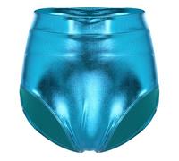 Riismen Women's Metallic High Waist Dance Panties Festival Bottoms Nightclub Boyshorts Hot Pants Sky Blue S