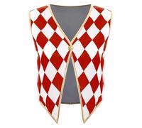 Riismen Women's V Neck Vest Circus Ringmaster Cosplay Golden Trimming Irregular Hem Waistcoat Red M
