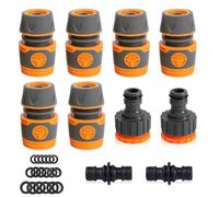 Riisoyu 10 Pack Hose Connector Garden Hose Fitting Set, Garden Hose Tap Hose Double Male Hose Parts Connectors Hose Pipe Connector for Garden Tools Lawn Watering Plants Accessories Outdoor Tap