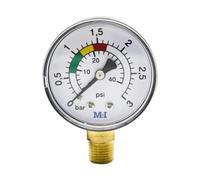 Riisoyu Pool Filter Pressure Gauge, 1/4’Pool pressure gauge 0+3BAR/PSI Swimming Pool Filters and Pumps Water Pressure Tester Ø50mm for Pools and Fish Ponds