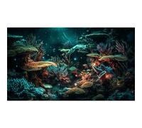 Riivvdise Aquarium Background Colorful Picturesque Coral Reef Terrarium Background Tropical Sea Various Hard Corals Underwater Landscape Fish Tank Backdrop Aquarium Poster Background Vinyl 36x18in