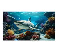 Riivvdise Aquarium Background Marine Life Fish Shark Terrarium Backdrop Underwater World Coral Reef Rock Fish Tank Background Deep Sea Aquarium Wallpaper Poster Decor Vinyl 60x24in