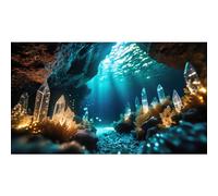 Riivvdise Aquarium Background Under Water Cave with Crystal Terrarium Backdrop Cave Style Rock Sunlight Rays Fish Tank Background Reptile Habitat Backdrop Wallpaper Poster Decor Vinyl 48x18in