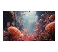 Riivvdise Coral Reef Aquarium Background Underwater World Rock Cave Style Terrarium Backdrop Fantasy Under Sea Coral Fish Tank Background Cave Landscape Tank Wallpaper Poster Vinyl 36x18in