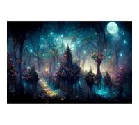 Riivvdise Mystical Dark Forest Aquarium Background Fantasy Glowing Neon Light Forest World Terrarium Background Mysterious Foggy Forest with Path Fish Tank Background Forest Aquarium Backdrop 36x18in