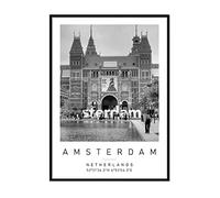 Rijks Museum Travel Print Amsterdam Wall art Black and white Poster A3 Print only 29.7 X 42cm (11.7x16.5inch)