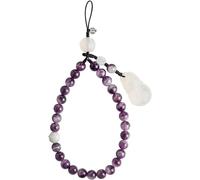 RiJpex Rosary bracelet,buddhist necklace,Beaded Phone Lanyard Wrist Strap, Natural Amethyst Crystals Decor Cell Phone Charms, Handmade Buddha Beads Bracelet Wrist Strap for Phone Case,Purple