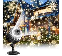 RIJPEX Snowfall LED Light Projector,Christmas Rotating Snowflake Projector Lamp,IP65 Waterproof White Snow for Outdoor Indoor Decoration Lighting on Halloween Birthday Wedding Party