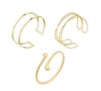RIJXU 3PCS Minimalist Gold Arm Cuff for Women Modern Lines Adjustable Opening Crossing Arm Bracelet Upper Arm Cuff Jewelry Stackable, One Size, Iron, no gemstone