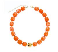 RIJXU Large Chunky Square Beaded Necklace for Women Colorful Blue Green Red White Orange Statement Choker, 17-20 Inches, Gold Acrylic, Rhinestone