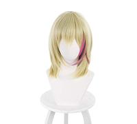 Rika Kawai Wonder Egg Priority Cosplay Wig Shoulder-length Bob Dirty Blonde Pink Hair with Bangs for Women